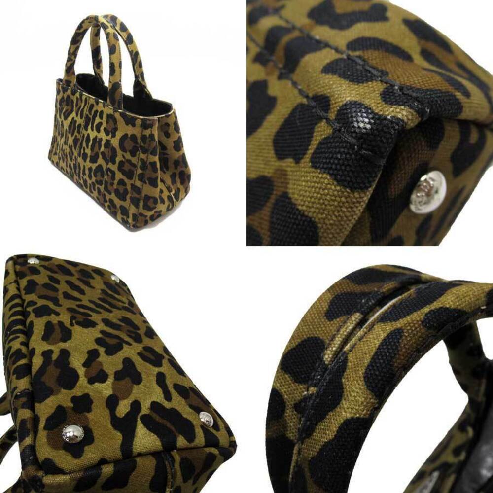 Prada Black Brown Canvas Bag Tote Canapa